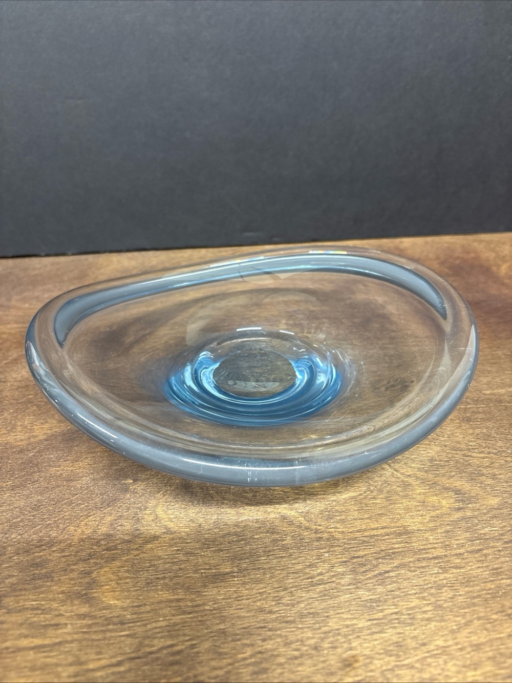 Vintage Holmegaard Danish Clear Blue Glass Decorative Bowl